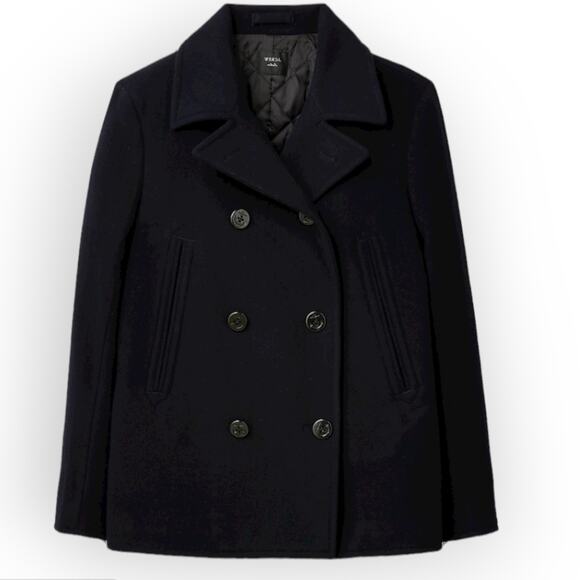 J. Crew Charcoal Grey Wool/Thinsulate Dock Peacoat S Classic Preppy Boxy Neutral - Picture 1 of 13